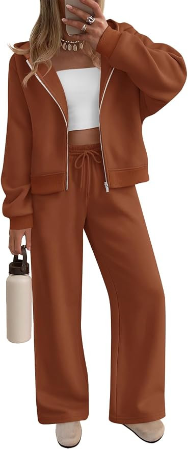 ZESICA Women's Fall 2 Piece Matching Lounge Sweat Pant Sets | Amazon (US)