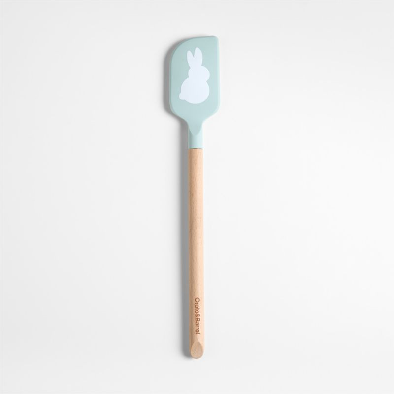 Bunny Dusty Blue Green Silicone and Wood Scraper Spatula + Reviews | Crate & Barrel | Crate & Barrel