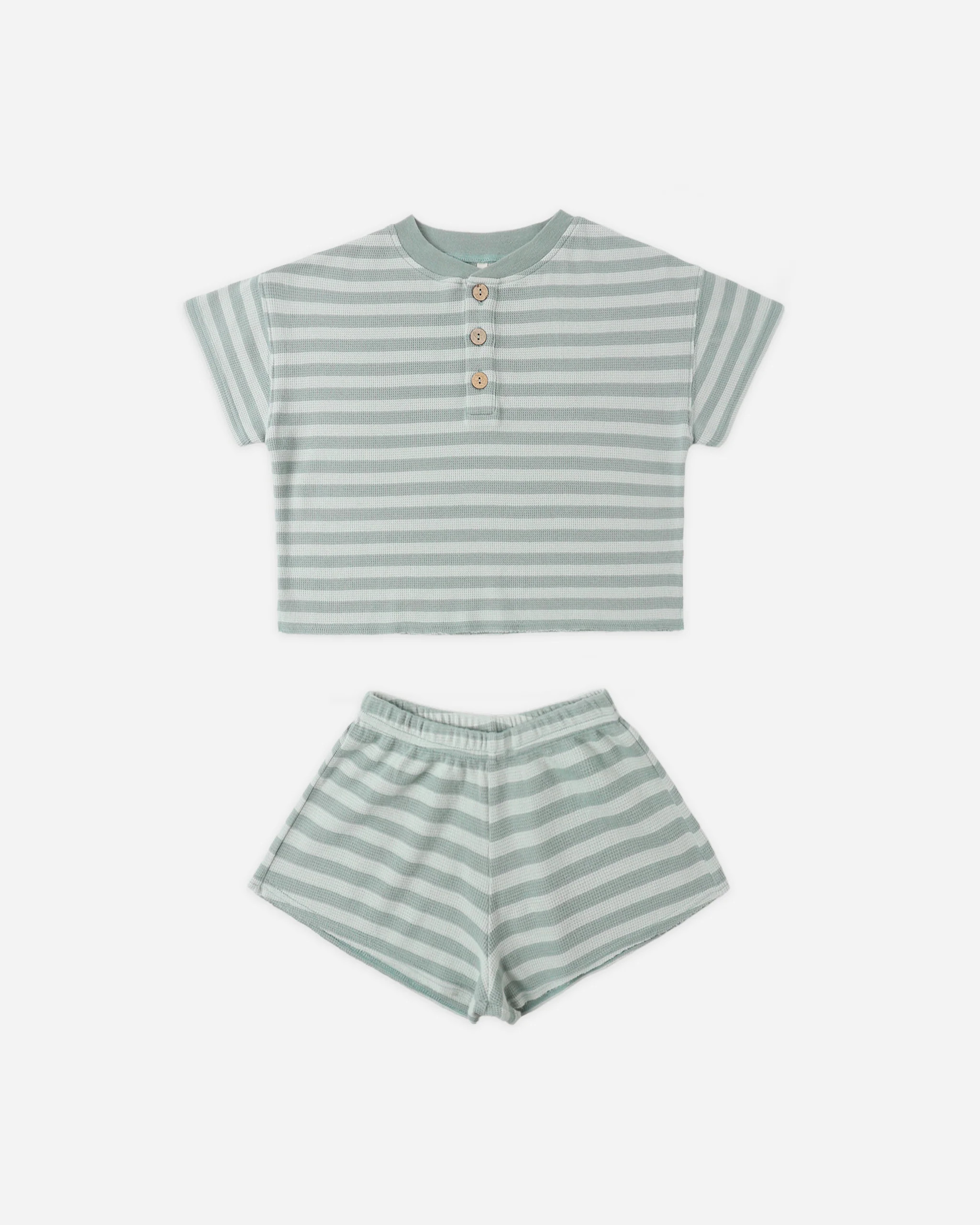 Summer Waffle Set Sea Green Stripe | Rylee + Cru