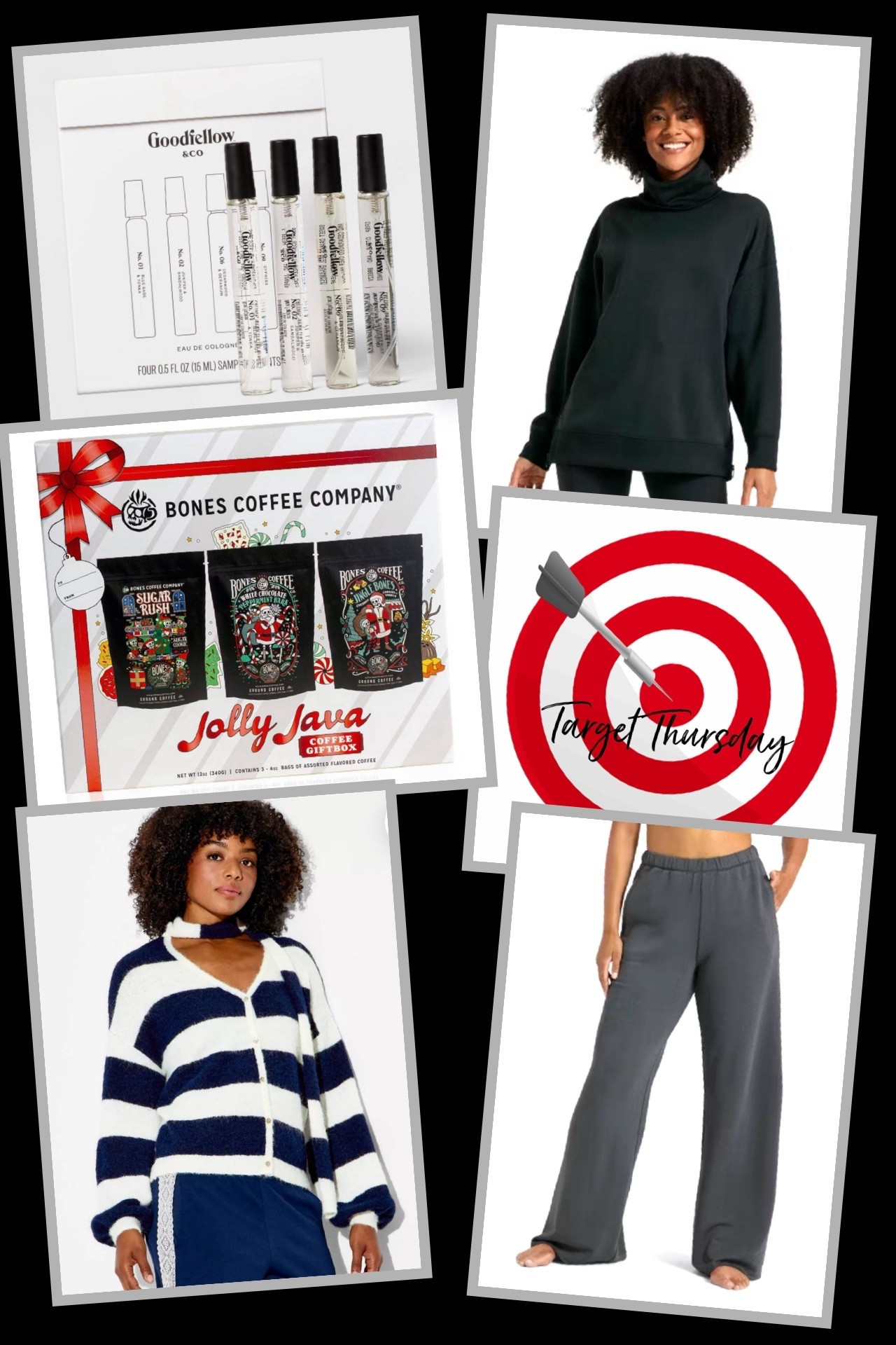 Time for Target Thursday, a round up of fantastic New Arrivals worth checking out! 🎯

🎯 Goodfellow Men’s Cologne Sampler Set - I bought my teen son this set last holiday season to try out when it was available, and the scents smell so good! Only $15, and perfect for those of all ages who like nice smelling cologne that isn’t overpowering. Easy to pack also. 

🎯 Bones Coffee Company Jolly Java Coffee Giftbox - flavored coffee is my favorite, and this new holiday coffee set by an ongoing best selling coffee brand is so yummy! I bought this to try these flavors myself since they sounded so good - and they are ☕️ Only around $15 right now, and great for any coffee fan! 

🎯 Wild Fable Women’s Long Sleeve  V-Neck Cardigan - this new release has been going viral since the fuzzy material is incredibly soft and cozy! The stripes are so classic, and it even comes with a small matching scarf - I’ve seen some ladies style this as a scarf, some as a belt that they tie around the waist, and some not wear it at all. Super versatile, and so cozy! 

🎯 All in Motion Women’s Airy Sleek Funnel Neck Sweatshirt - such a big fan of this new arrival! It’s a perfect top for this time of year, and the cut and length are excellent. Can pair this as easily with leggings as you could with trousers for an office look! 

🎯 Wild Fable Women’s PeachySoft French Terry Lounge Pants - this is THE style of lounge pants right now, though I consider these always a favorite since they’re so loose and comfy! Love the ultra soft material of these, plus they have pockets and a very comfy waistband. 

#target #targetthursday #targetfinds #targetstyle

#LTKSeasonal #LTKGiftGuide #LTKSaleAlert