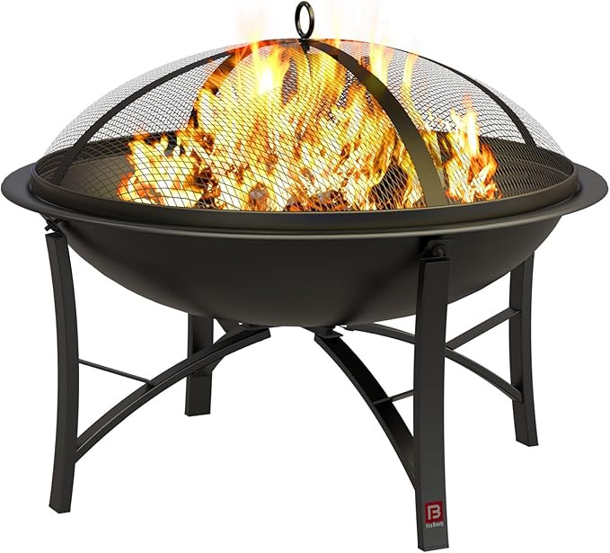 Fire Beauty Fire Pit for Outside Wood Burning Firepit BBQ Grill Steel Fire Bowl with Spark Screen... | Amazon (US)