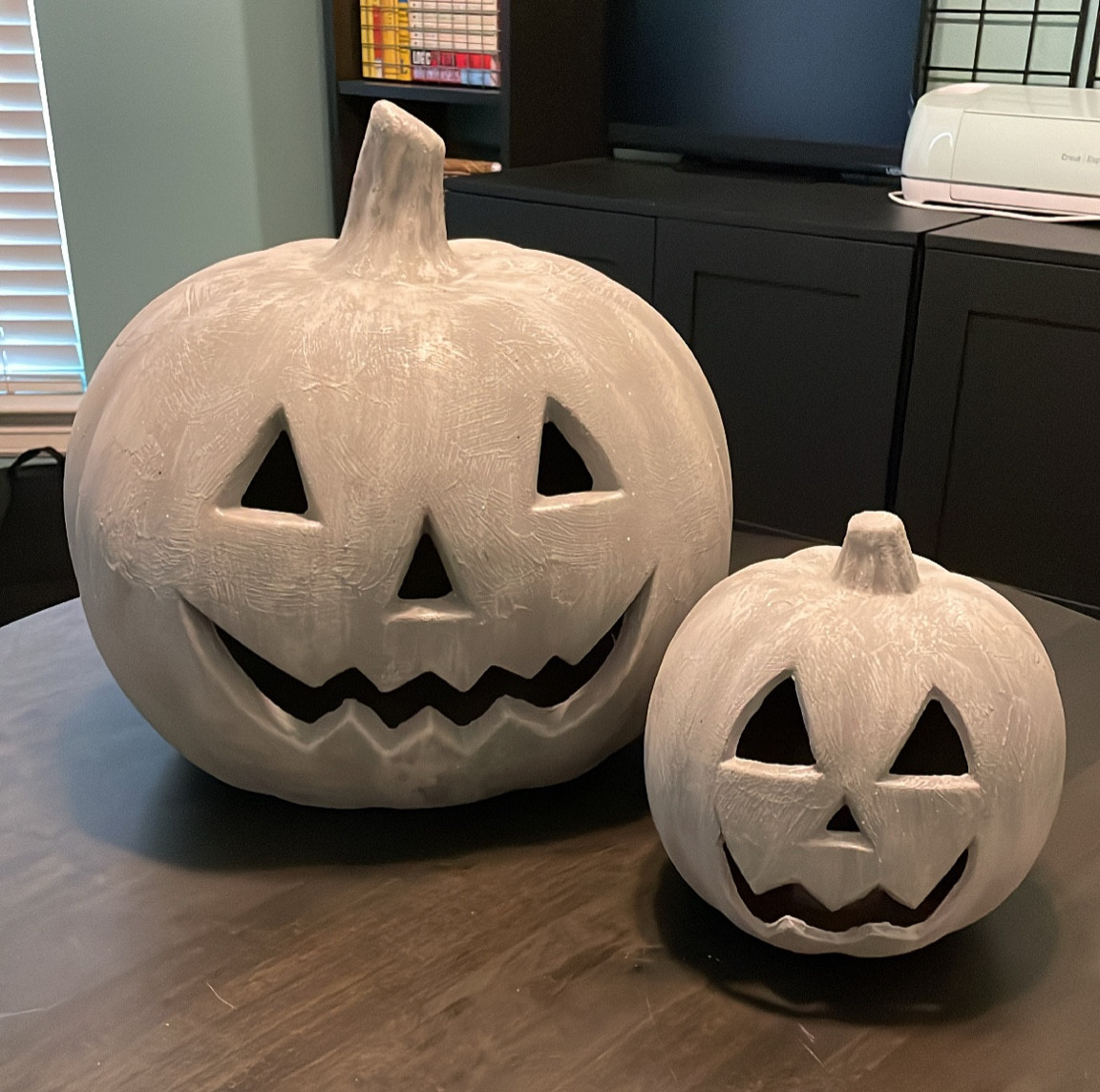 DIY faux concrete Halloween decor light up At Home pumpkins

Instructions on how to paint the pumpkins can be found on my Instagram highlight “Halloween” - @travels_with_lo

#LTKunder50 

#LTKSeasonal #LTKhome #LTKHalloween