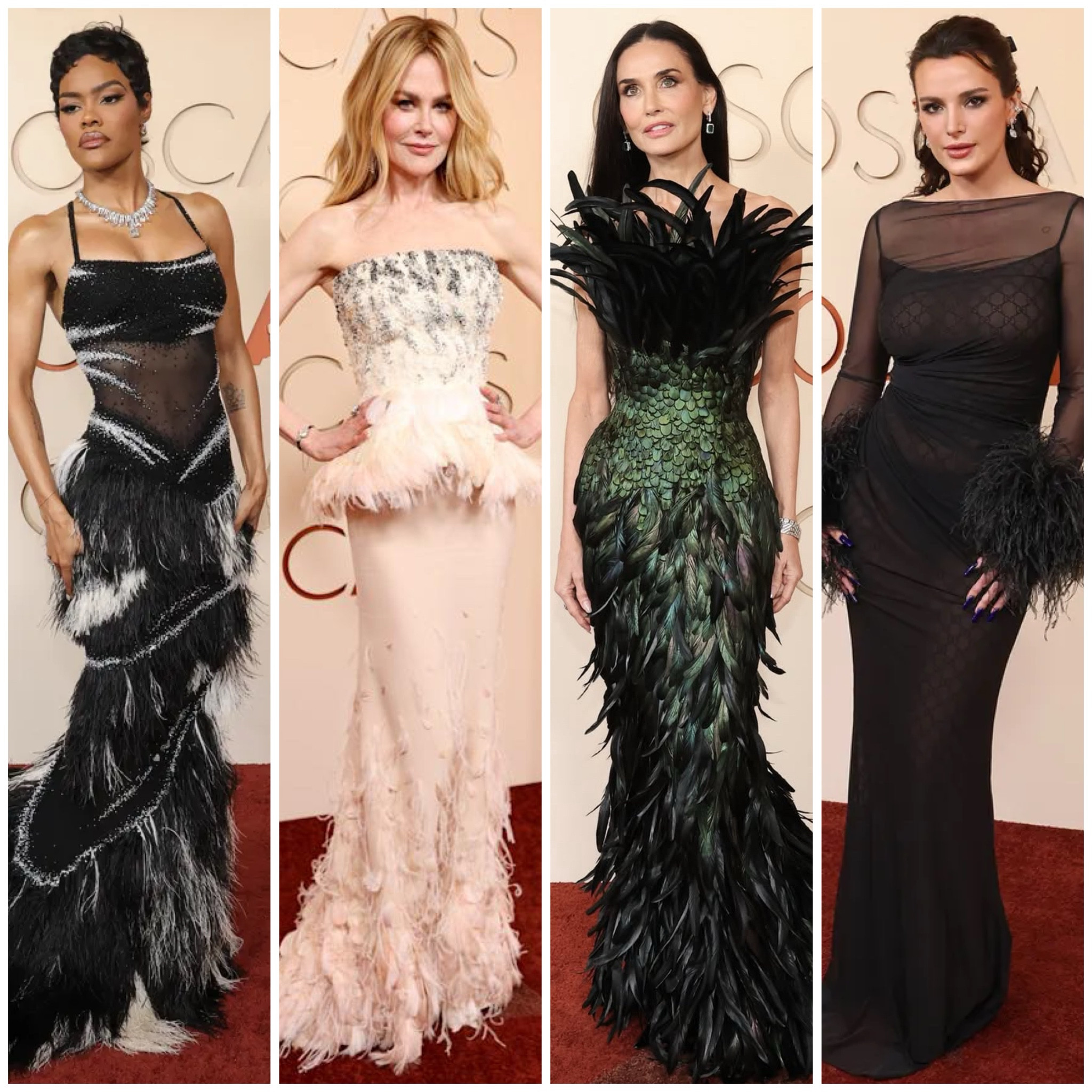 The 98th Academy Awards red carpet served as a fashion mecca, with film’s biggest stars delivering a night of daring fashion and glamorous moments. ⭐️

Feathers made a big statement on the red carpet — Demi Moore in Gucci, alongside Teyana Taylor and Nicole Kidman in Chanel, all peacocking in dramatic plumes. 🪶

Modern embroidered florals were chic and sophisticated, as seen on Rose Byrne in Dior, Anne Hathaway in Valentino, and Elle Fanning in Givenchy. 🌸

The ballgown was dramatic and commanding on Ji Young-Yoo in Carolina Herrera and Barbie Ferreira in a striking Zac Posen creation.

Fiery red looked stunning on Renate Reinsve in Louis Vuitton, but it was Jessie Buckley who truly stole the show  in a breathtaking pink-and-red gown by Chanel. 🔥

Whites looked gorgeous and iconic on Emma Stone in Louis Vuitton and Gwyneth Paltrow in Giorgio Armani Privé. 🤍

On the flip side, black was sleek and unexpected — loved Zoe Saldana in YSL and Kristen Wiig in Elie Saab. 🖤

A touch of Oscars gold dazzled on Ejae, Heidi Klum, and Kelly Ripa. 🌟

Next up, Molly Sims in Monique Lhuillier & Felicity Jones in Prada looked radiant in soft, springy yellow. 🌼

Brown gowns on Marsai Martin and Terri Seymour were corseted and bodycon and looked absolutely fabulous. 🤎

E! hostesses, Keltie Knight and Zuri Hall both brought it in distinctive gowns by designer Celia Kritharioti.

And the biggest trend of the night for men was brooches — bold or subtle, they added a touch of sparkle to every tux. 🎩

Lastly, my Oscar for best dressed was a tie — Kate Hudson in an amazing aqua number by Giorgio Armani Privé and Chase Infiniti in a lavender, ruffled Louis Vuitton. 🏆

Tonight’s Oscars proved it was not just about statues. Color, couture, and creativity won too!

#oscars #academyawards #redcarpet #redcarpetfashion #redcarpetstyle #celebritystyle #celebrityfashion #awardshows #awardshow #glamtothemaxgowns 