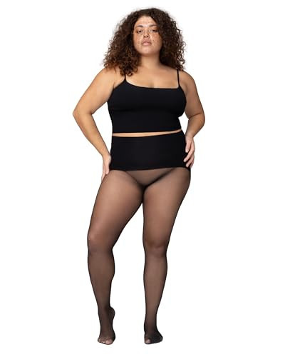Getnoosh PLAY Free-Hugging Seamless Tights For Women | Stylish Comfort & Breathable | Light Weight Sheer Women's Tights No Middle Seam | Noir - 1X/2X | Amazon (US)