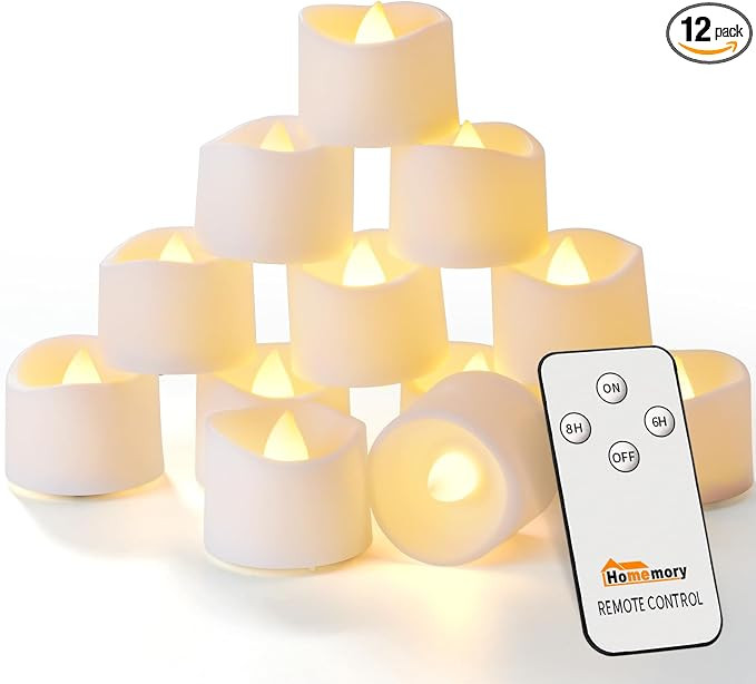Homemory Flameless Remote Control Tealight Candles with Timer, Battery Operated LED Electric Batt... | Amazon (US)