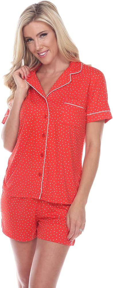 white mark Short Sleeve Pajama Set | Amazon (US)