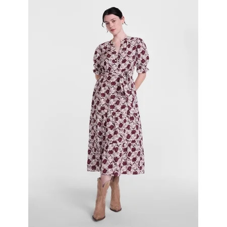 Scenario Women's and Women's Plus Tiered Midi Dress with Short Sleeves, Sizes XS-4X | Walmart (US)