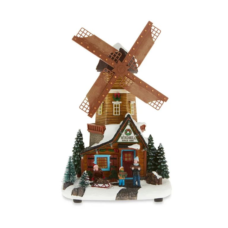 Christmas Village Light-up & Musical Windmill, 13.375", by Holiday Time, 3 AA Batteries Not Inclu... | Walmart (US)