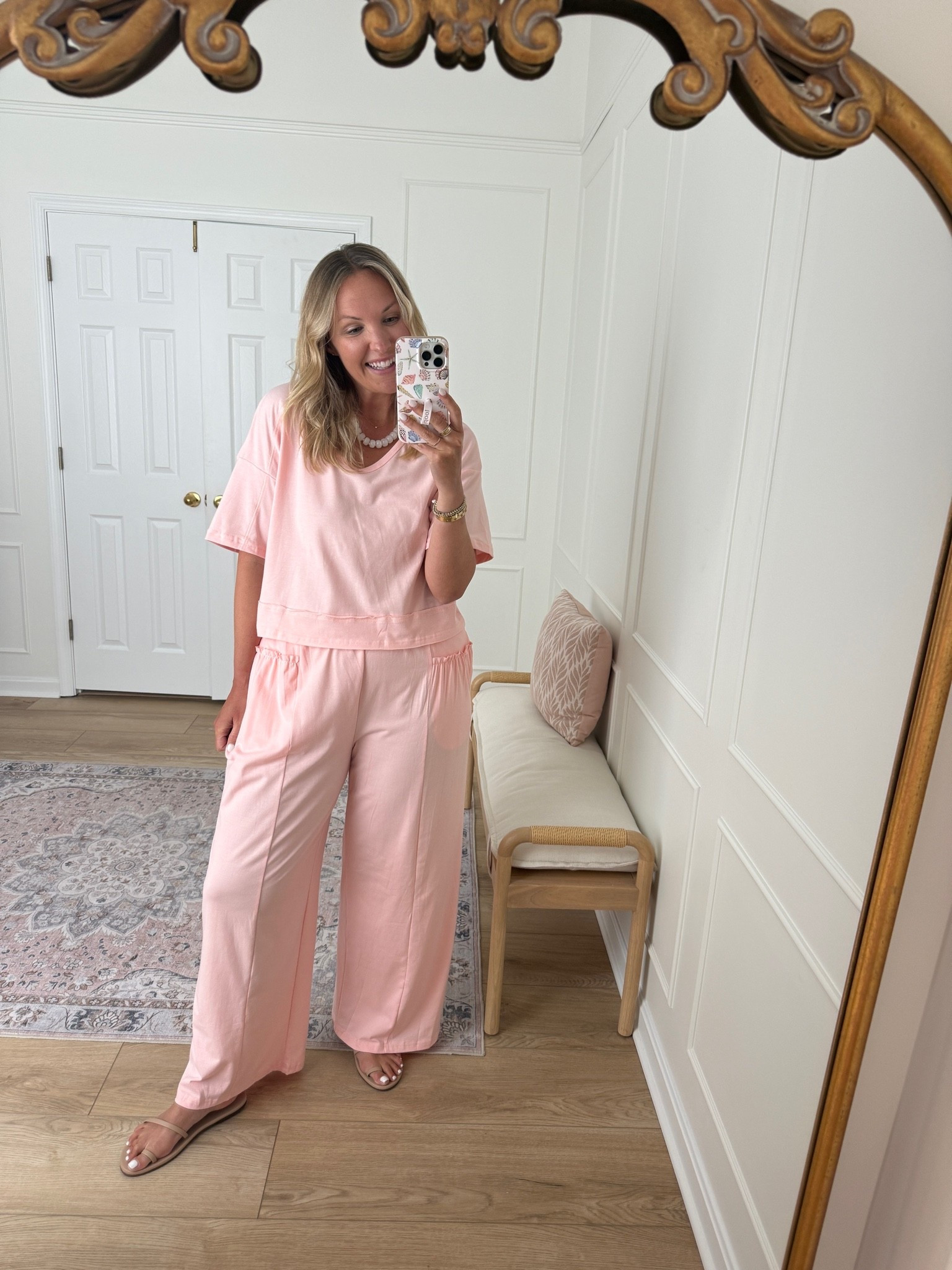 Fall lounge set - travel outfit - wearing a large
