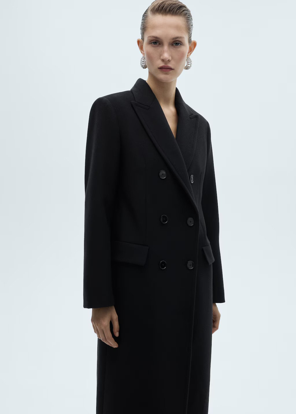 Double-breasted wool coat - Women | MANGO United Kingdom | MANGO (UK)