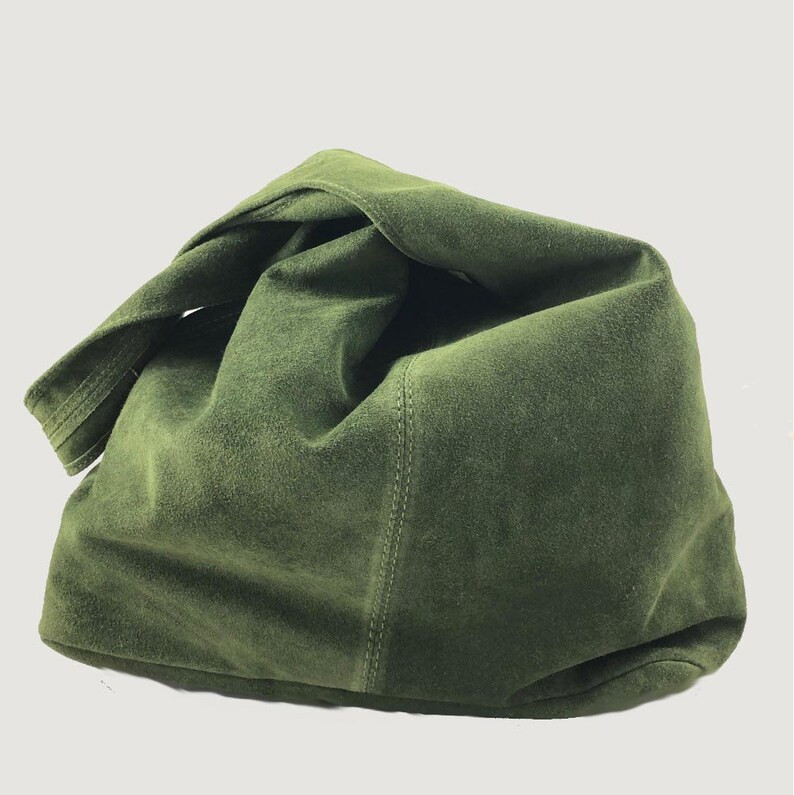 Military Green Suede Genuine Leather Hobo Shoulder Bag, Suede Leather Hobo Bag, Shopper, Green Co... | Etsy (US)