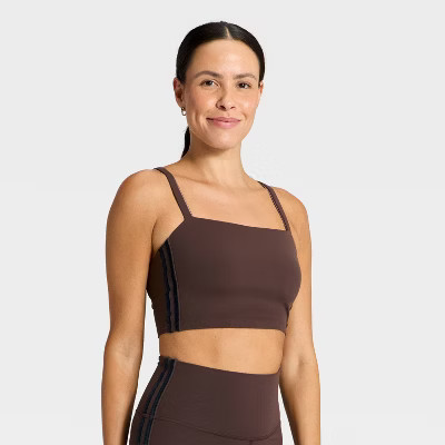 Women's Everyday Soft Light Support Velour Piped Sports Bra - All In Motion™ | Target