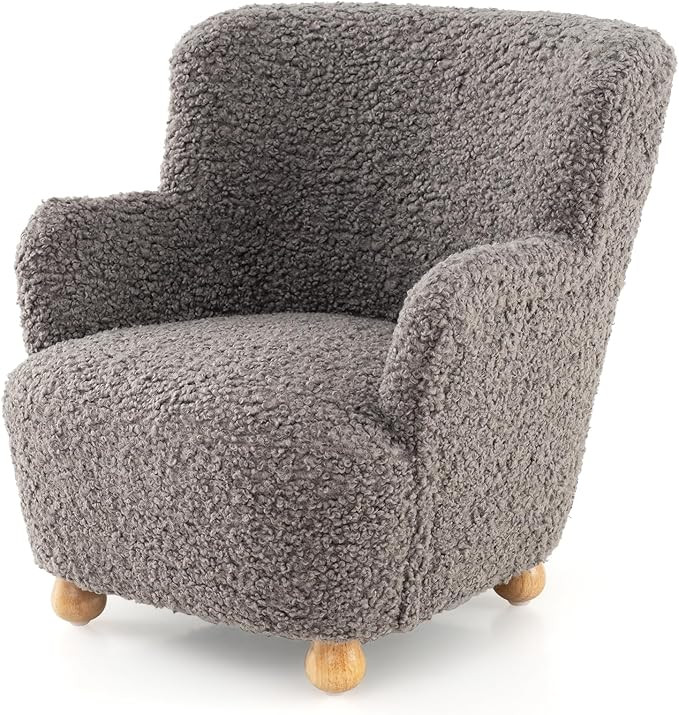 HONEY JOY Toddler Couch, Comfy Kids Chair w/Solid Wooden Frame & Sherpa Fabric, Upholstered Armch... | Amazon (US)