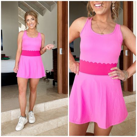 Another favorite Amazon fashion find! This scallop detail Athleisure dress is actually a two-piece set. It is so cute and comes in four color options! Runs true to size.

Amazon fashion. LTK under 50. Athleisure style. 