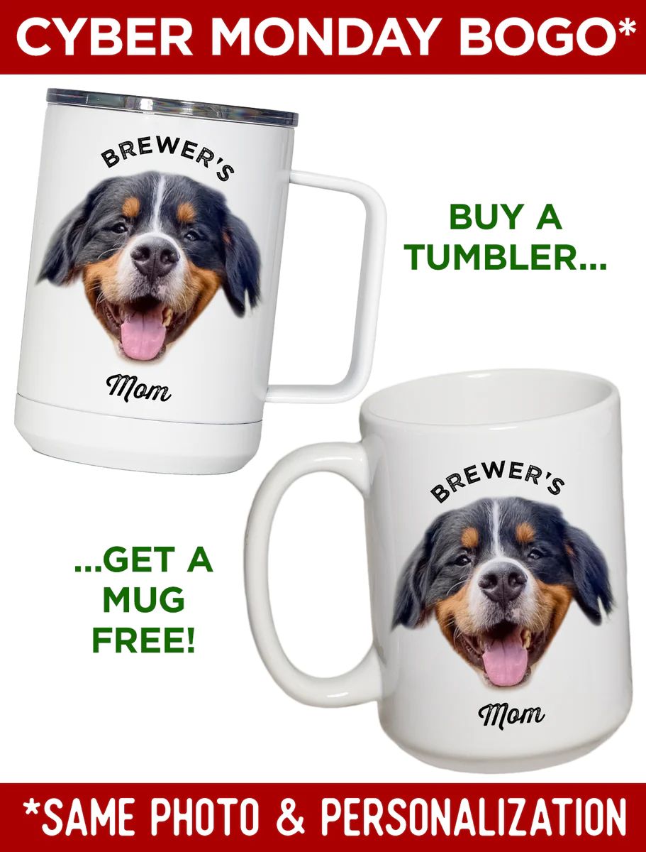 Cyber Monday BOGO: Personalized Pet Tumbler + Mug | Type League Press