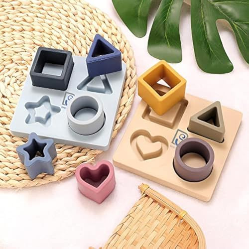 Baby Step Beige Silicone Shape Sorter Puzzle for Toddlers 6-24 Months - Montessori Educational Toy - Enhances Color Recognition & Fine Motor Skills - Beige | Amazon (US)