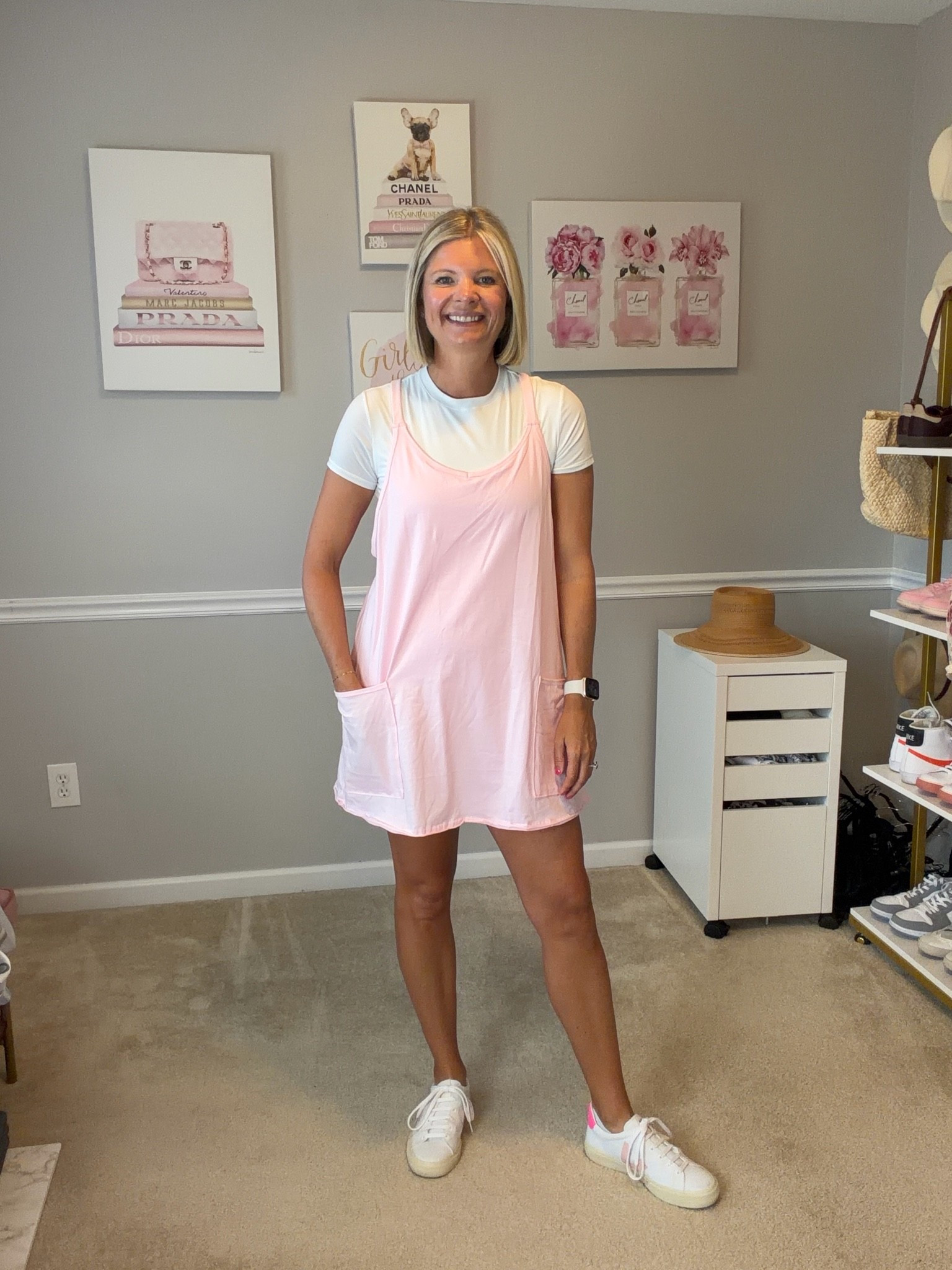 Pink cotton romper TTS
White bodysuit TTS
