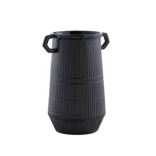 Dapper Deco Black Double Handle Vase 11152 | The Home Depot