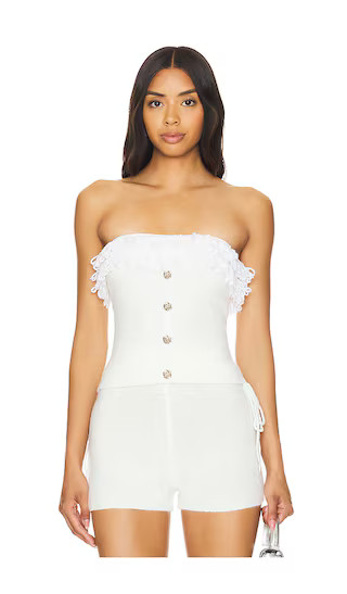 Rosie Ruffle Knit Tube Top in White | Revolve Clothing (Global)