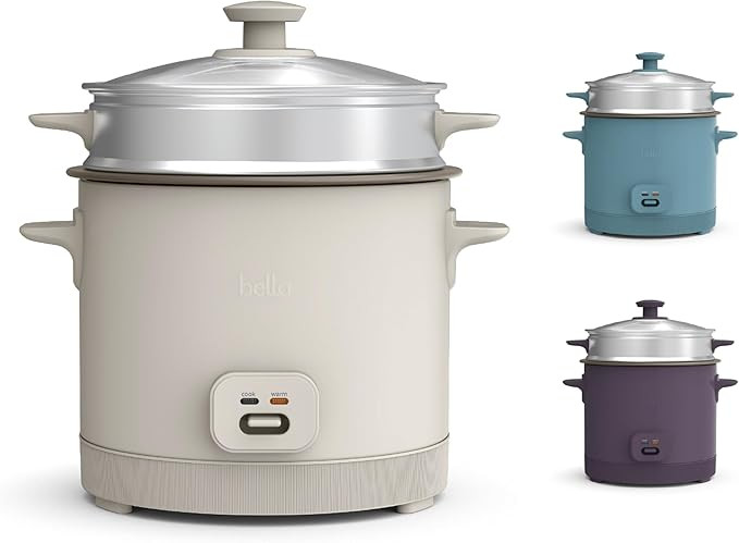 bella 16 Cup Rice Cooker with Steamer, Dishwasher Safe Steaming Basket, Rice Paddle and Measuring... | Amazon (US)