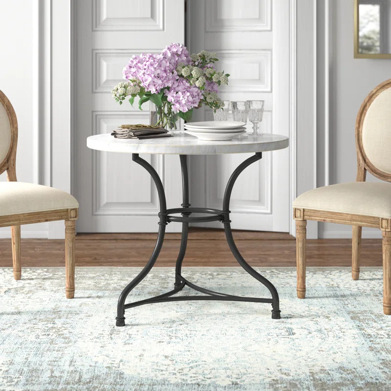 Moran 34'' Genuine Marble Iron Pedestal Dining Table | Wayfair North America