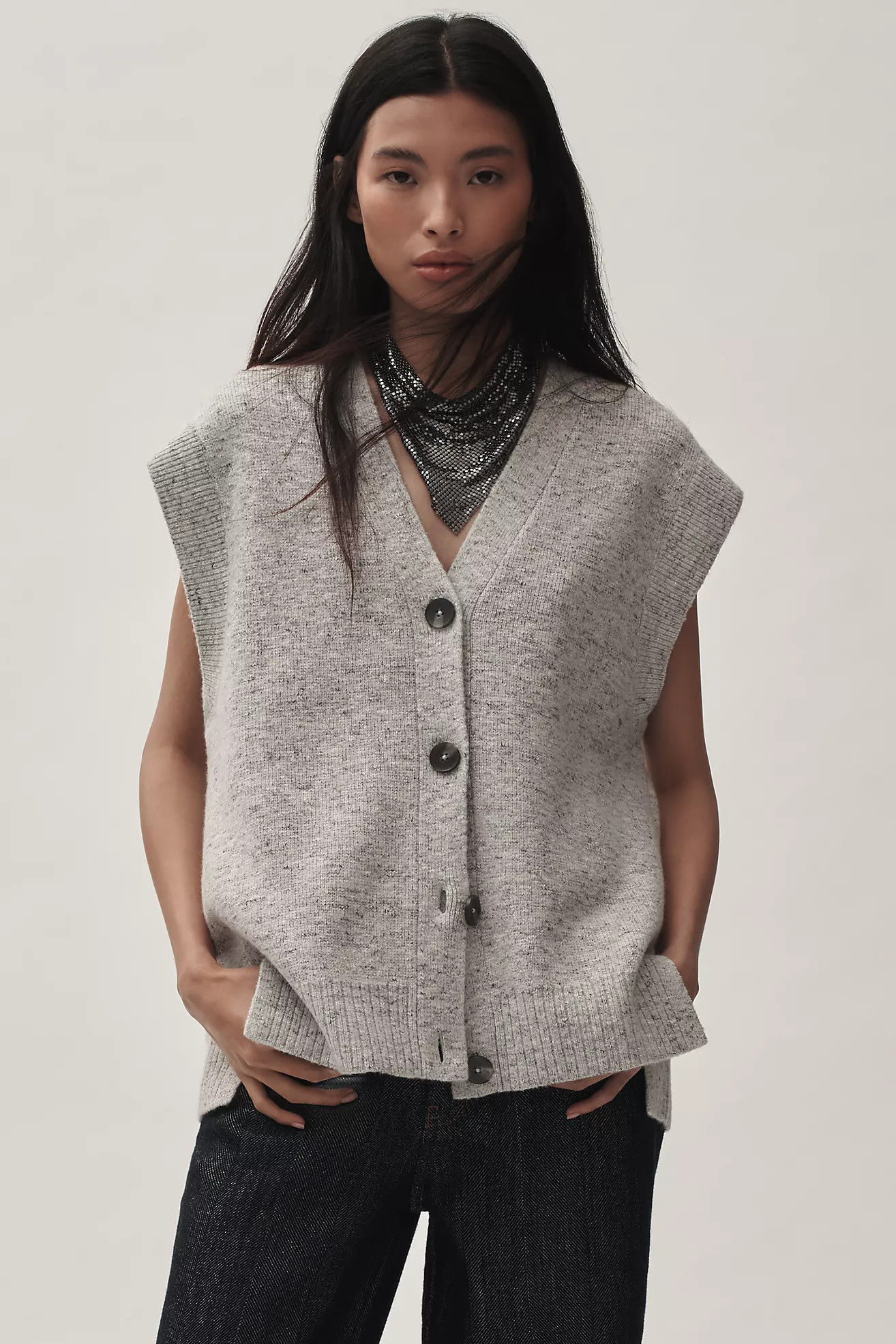 By Anthropologie Button-Front Sweater Vest | Anthropologie (US)