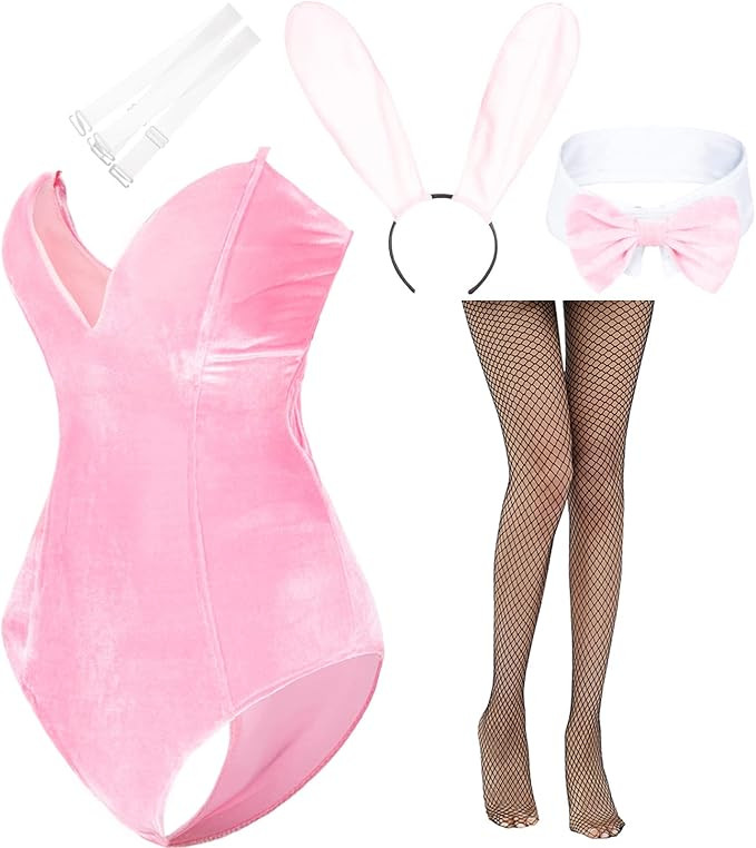 AiMiNa Anime Womens Bunny Girl Costume One Piece Bodysuit Halloween Cosplay Catsuit Bunny Headban... | Amazon (US)