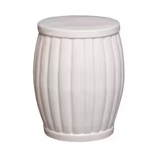 Emissary 18.5 in Fluted White Ceramic Garden Stool/Outdoor Side Table 12667WT - The Home Depot | The Home Depot