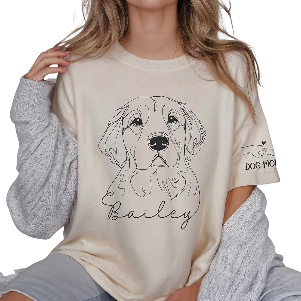Personalized Dog Mom Shirt, Custom Dog Shirt for Women, Pet Portrait Shirt, Pet Lover Gift, Gifts... | Amazon (US)