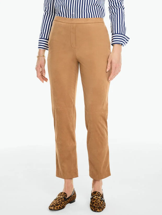 Faux Suede Tapered Ankle Pull-On Pants | Talbots