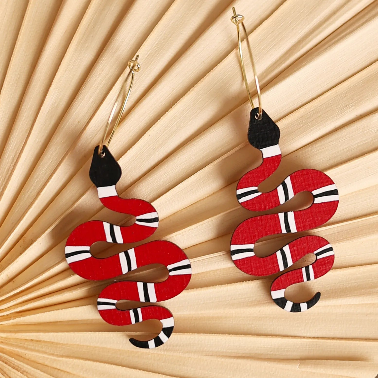 Red Snake Hoop Earrings | Le Chic Miami