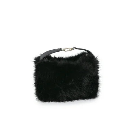 Scoop Women's Faux Fur Top Handle Mini Bag, Black | Walmart (US)