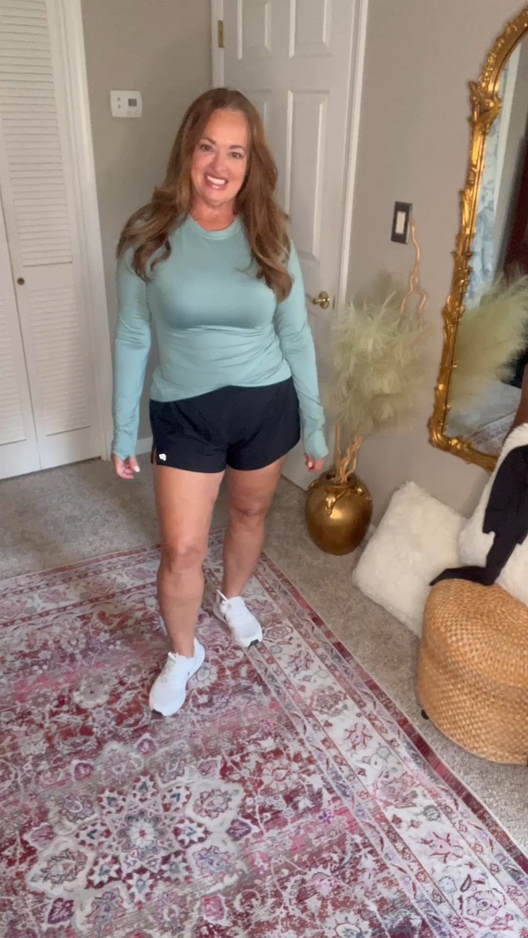 A great fitted athletic top with an inverted v hem to flatter your figure. It is available in many colors .

#LTKTravel #LTKOver40 #LTKActive