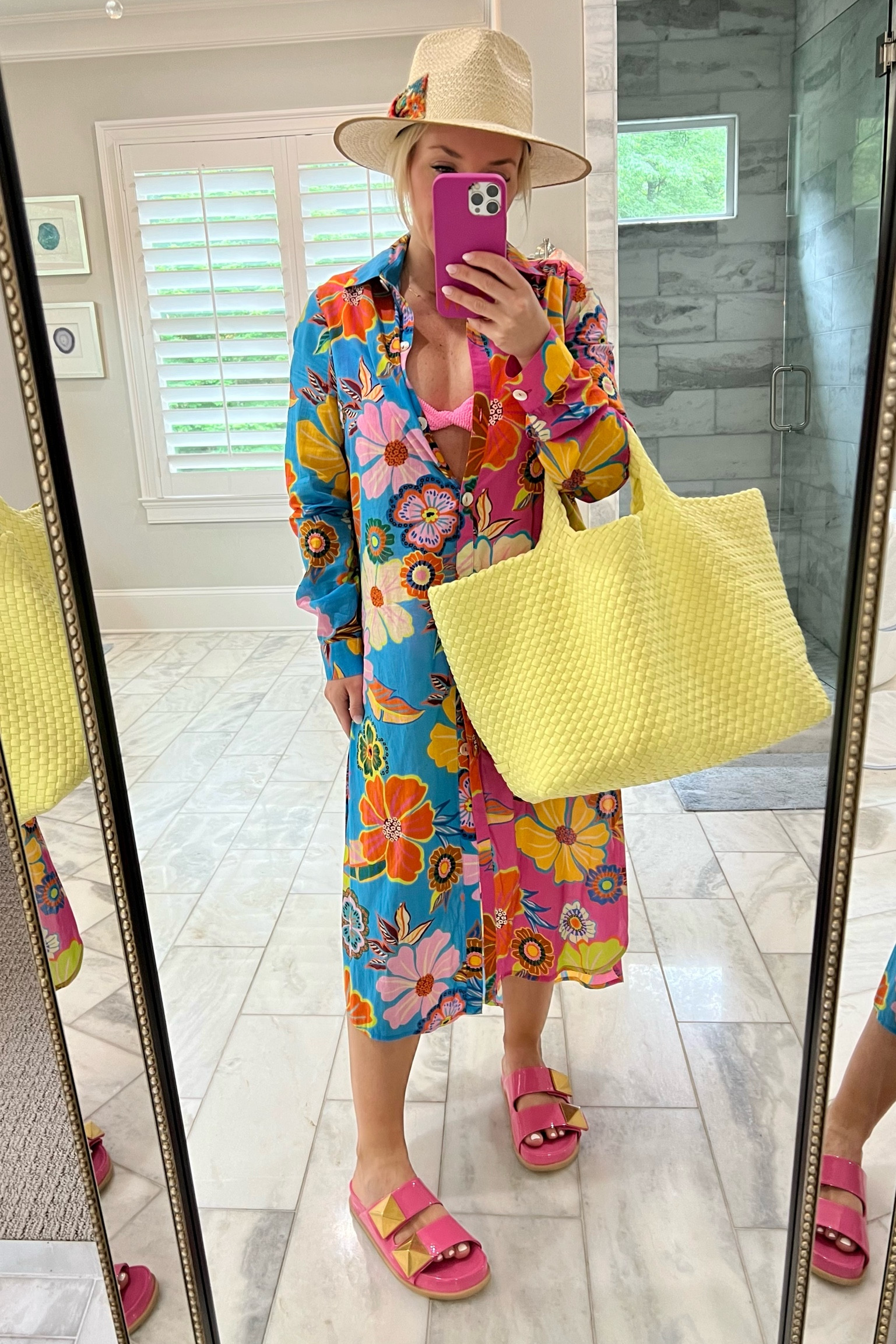 Pool day. Pool look. Farm Rio coverup. Hunza G swimsuit. Freya hat. Pool tote. Shopbop. 

#LTKSeasonal #LTKshoecrush #LTKswim