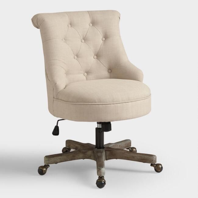 Warm Ivory Elsie Upholstered Office Chair | World Market
