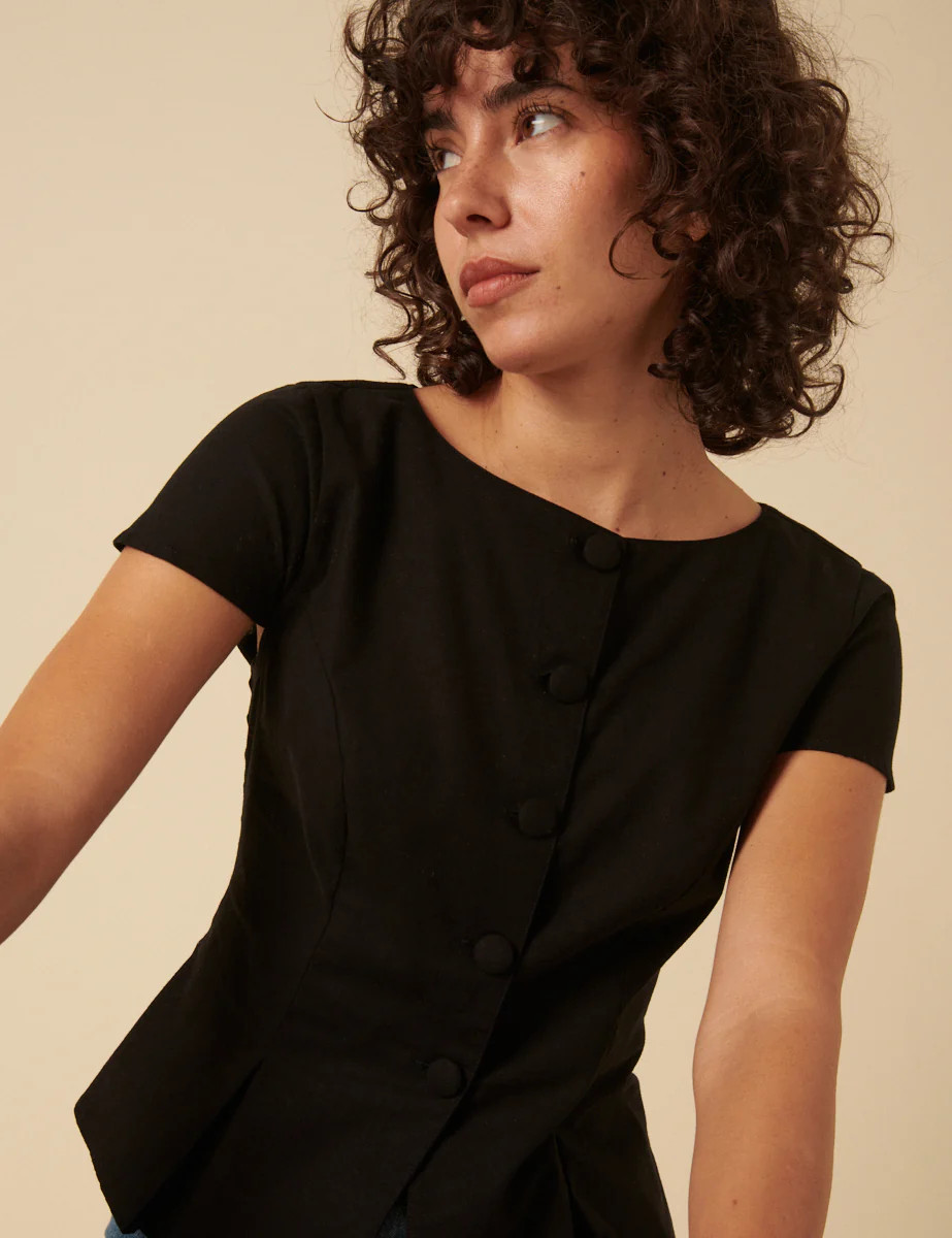 Black Tailored Pleated Blouse | Nobody's Child