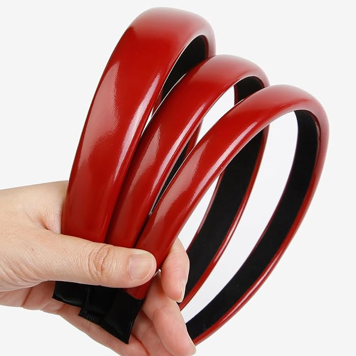 3 Packs Retro Red Headbands for Women, Vintage Patent Leather Head Band Non Slip Hairbands for Wo... | Amazon (US)