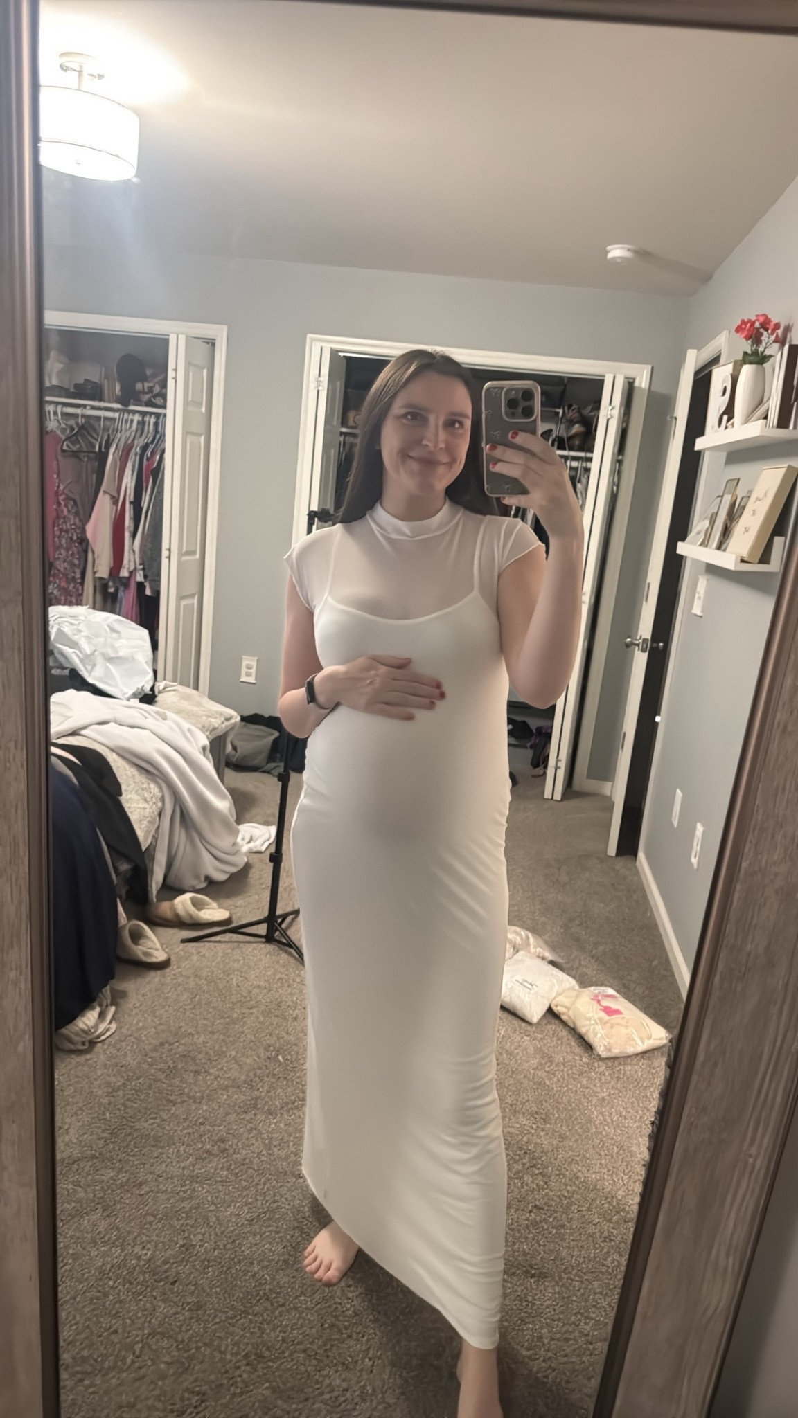 Cute maternity dress option from pinkblush! White baby shower dress, white maternity dress

#LTKFindsUnder100 #LTKBump