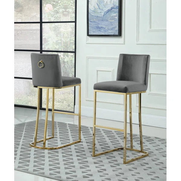 Aurrin Velvet Upholstered Bar & Counter Stool (Set of 2) | Wayfair North America