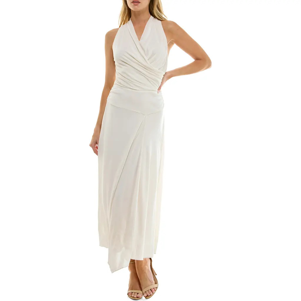 Socialite Surplice Handkerchief Hem Maxi Dress in Ivory at Nordstrom, Size Small | Nordstrom