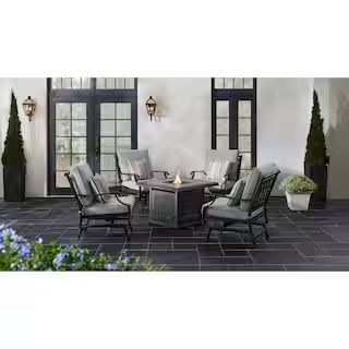 St. Charles 5-Piece Aluminum Motion Outdoor Fire Conversion Patio Fire Pit Set with Sunbrella Cas... | The Home Depot
