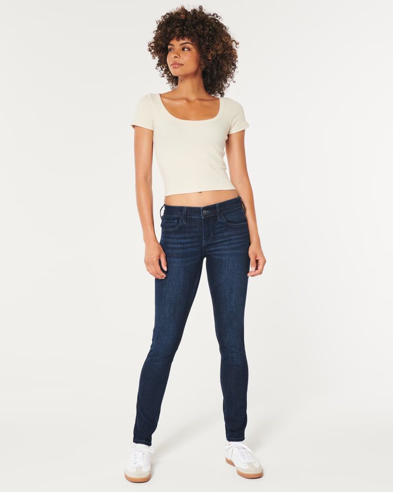 Low-Rise Dark Wash Super Skinny Jeans | Hollister (US)