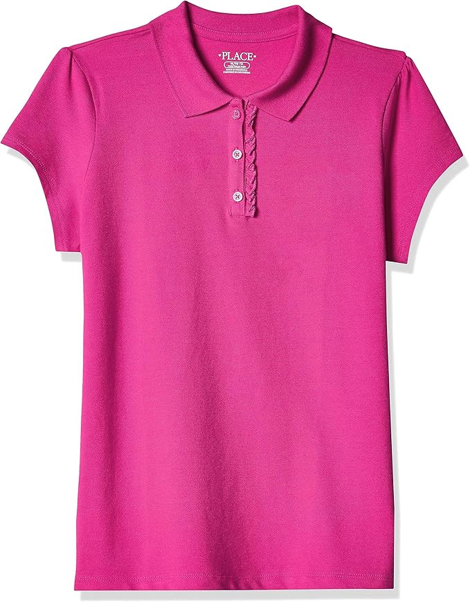 The Children's Place Girls' Short Sleeve Ruffle Pique Polo | Amazon (US)