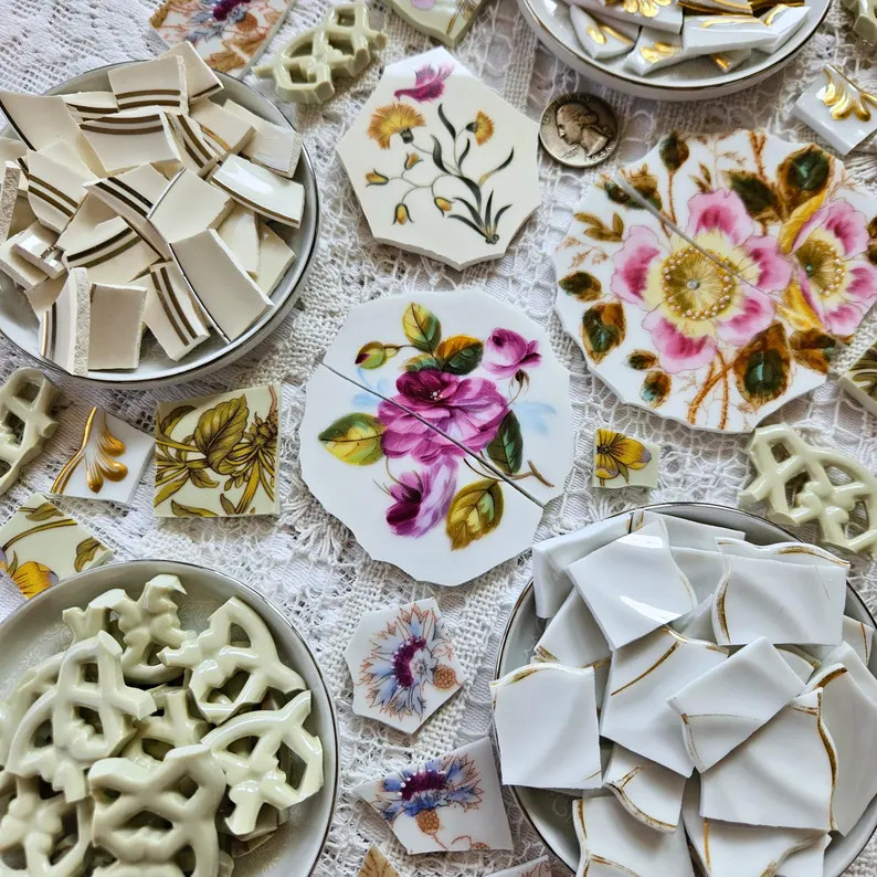 Tile Bundle - 3 Complimentary Focal Pieces and Tiles From Dishware - Etsy | Etsy (Global)
