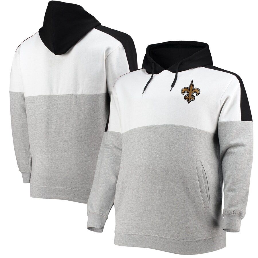 Men's New Orleans Saints Black/Heathered Gray Big & Tall Team Logo Pullover Hoodie | NFL Shop