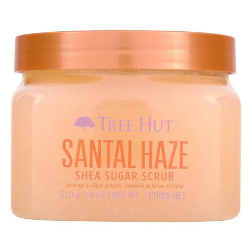 Tree Hut Santal Haze Shea Sugar Scrub, Exfoliating, Hydrating & Moisturizing Body Scrub with Shea Butter & Nourishing Essential Oils, Smooth & Soften Skin, 18 oz | Amazon (US)