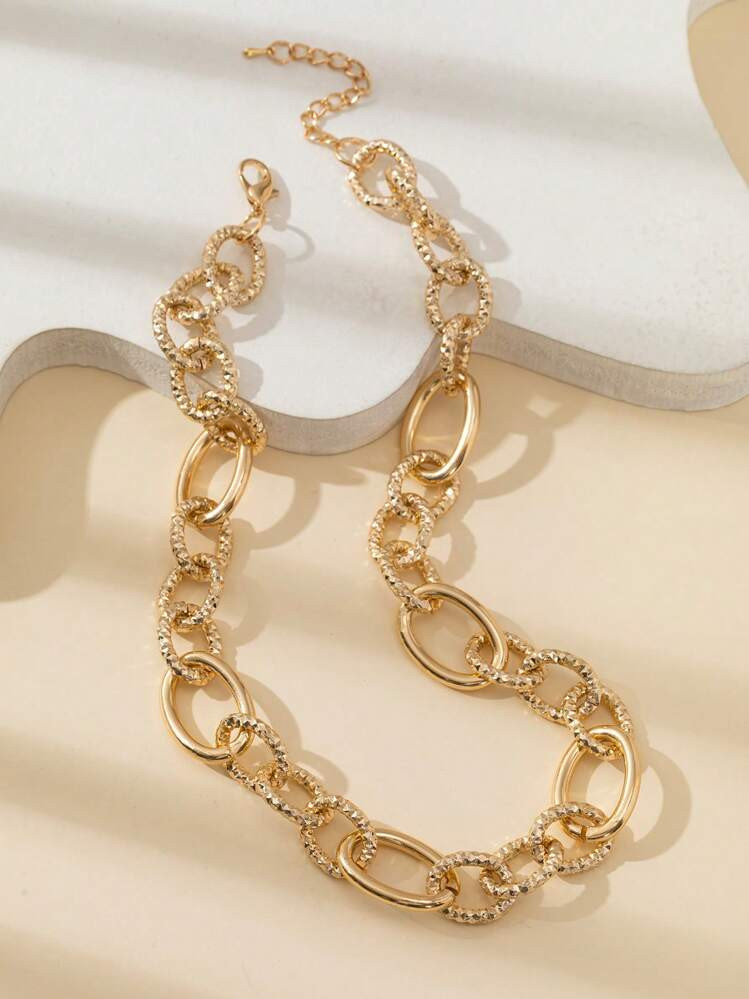 1pc Gold-Tone Shiny European Fashion Short Chain Necklace | SHEIN