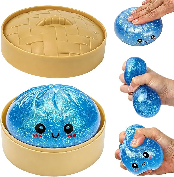 Glitter Dumpling Squishy Toy, Stretchable Squishies Dumpling Squeeze Stress Balls with Food Steam... | Amazon (US)