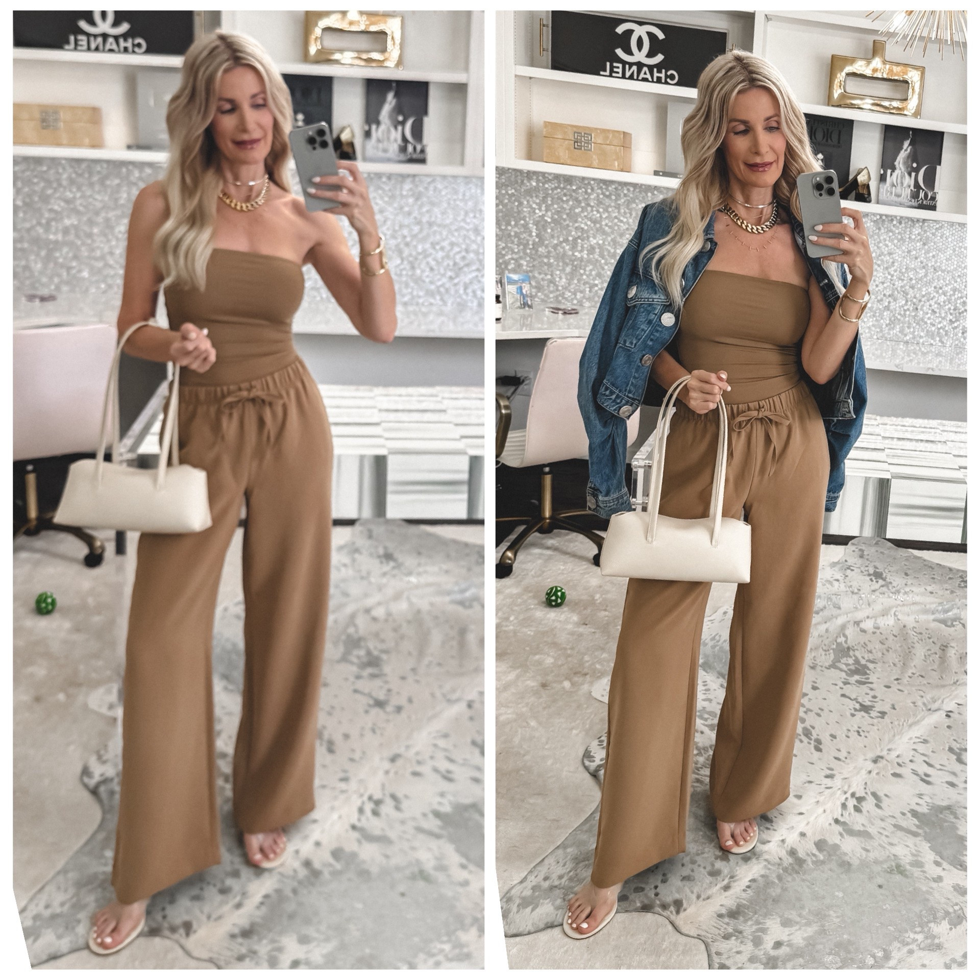 Stop scrolling—these may be the chicest travel pants I’ve ever found.

I’m obsessed with these viral Aritzia Lodge Pants. They’re wrinkle-resistant, have a comfy elastic waist, come in so many gorgeous colors, and are the perfect combination of chic and comfortable.

I love this camel shade paired with the matching tube top for an effortlessly elevated summer look. Wear it on its own now or throw on a denim jacket for an extra layer.

Sizing: Wearing an XS in the pants, XS in the top, and XS in the denim jacket. Everything runs true to size

#LTKootd #LTKOver40 #LTKTravel