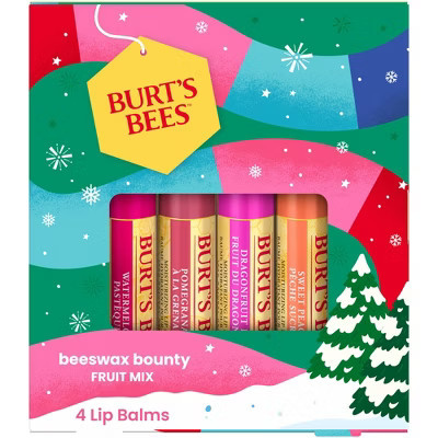 Burt's Bees Holiday Limited Edition Stocking Stuffer Beeswax Bounty Lip Balm Gift Set - Fruit Mix - 4ct | Target
